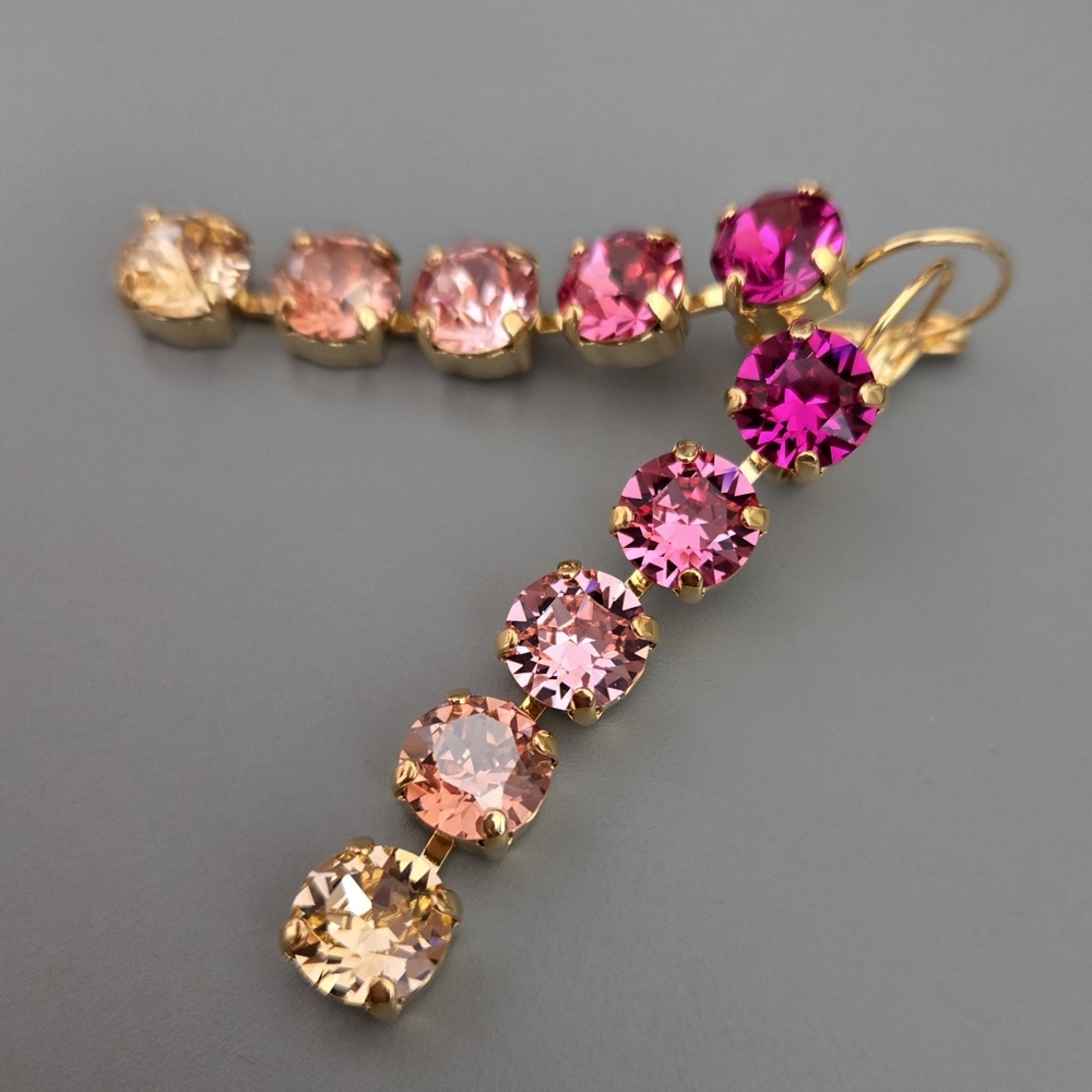 Austrian Crystal Earrings in Gold - Picture 6 of 9